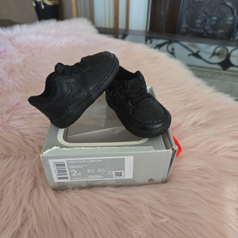 Nike Air Force 1 AF1 Crib Style Shoes Black